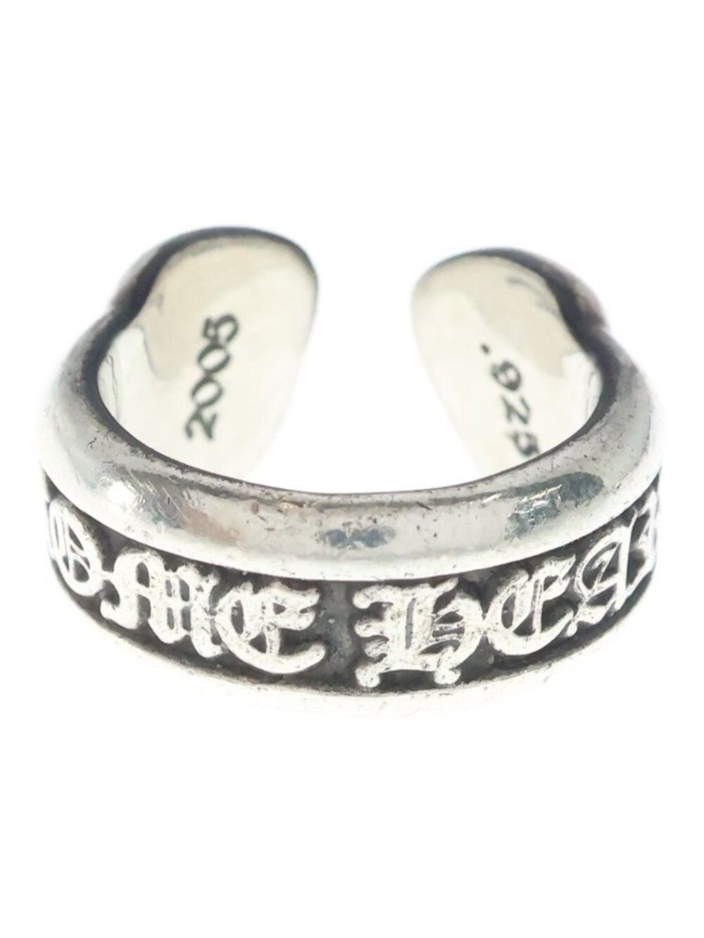 Chrome Hearts SM Scroll Label Small Ring Silver